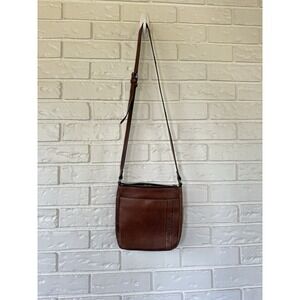 Wild West LA Brown Distressed Leather Crossbody Bag  Rory Gilmore Plaid Interior